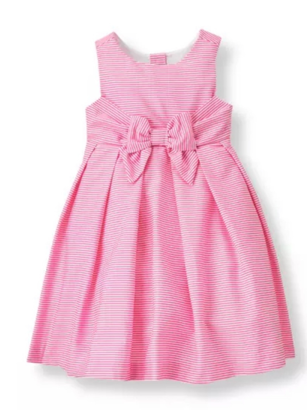 Janie and Jack Pink and White Striped Dress with Bow Waist - Size 6